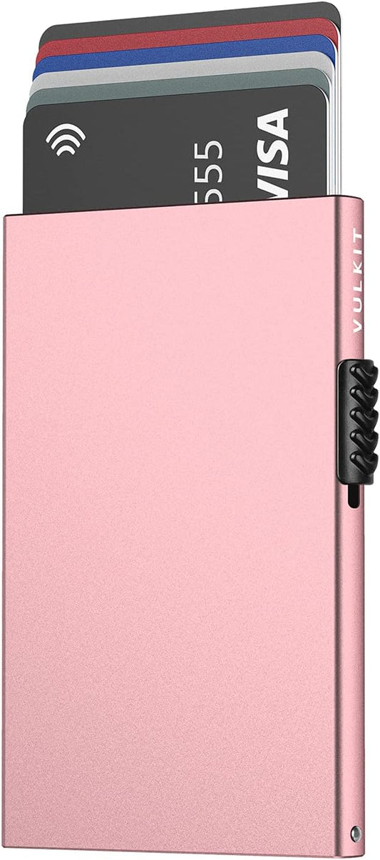 VULKIT Minimalist Credit Card Holder Pop Up Cards RFID Protection Slim Metal Wallet