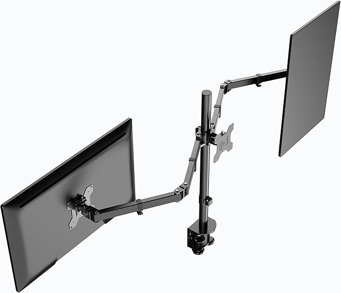 Rocelco Premium Triple Monitor Desk Mount - Standard Pattern Fits 13" - 27" LED LCD Flat Computer Screen - Three Articulated Full Motion Adjustable Arms - Grommet and C Clamp - Black (R DM3)
