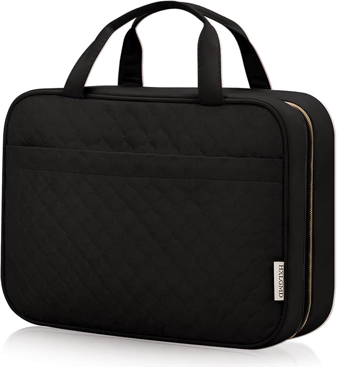 HXLGMD Travel Size Toiletry Bag for Women, Portable Cosmetic Bag with Hanging Hook, Travel Essentials Water-resistant Makeup Organizer for Accessories, Shampoo, Full-size Container, Toiletries