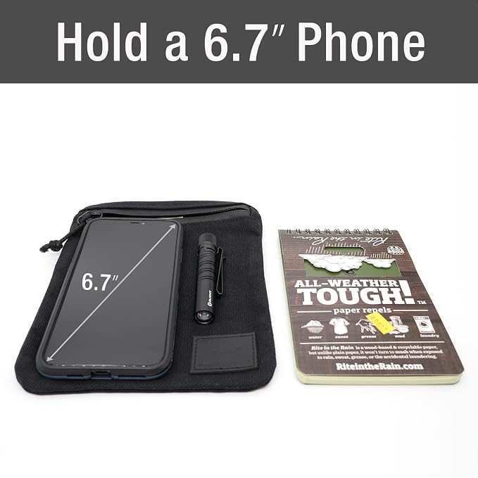 Tintris Belt Pouch for Men Women YKK Zippers, EDC Belt Pouch Bag Waist Pack for Hiking, Traveling, Outdoors, Water Resistant, Tough Waxed Canvas, Black