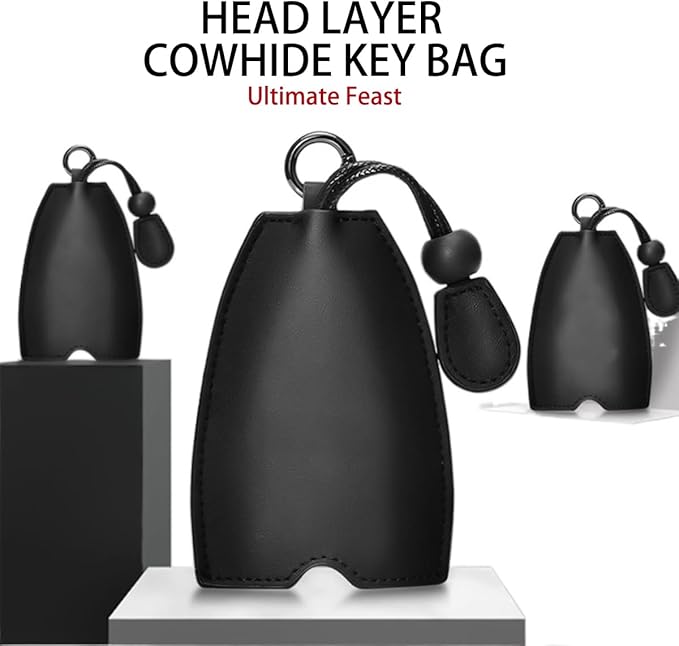 Pull Out Car Key Case, Genuine Leather Large Capacity Creative Vehicle Keychain Sleeve Bag, Protective Automotive Key Holder Hook Cover Accessories, Universal for SUV Sedan Truck