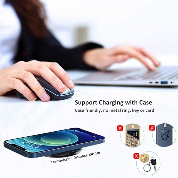 15W Fast Wireless Charging Station Pad Compatible with iPhone 16/16e/16 Pro/16 Pro Max 16 15 14 13 12 11 Series Samsung Galaxy S25 S24 S23 S22 S21 Note 20 (Desk Wireless Charging)
