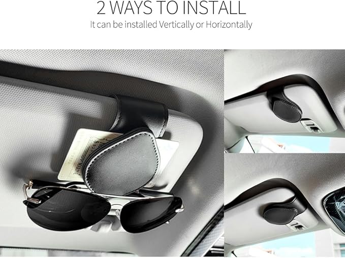 iPick Image for Ford Logo Logo Black Leather Magnetic Sunglass Holder Car Sun Visor Mount Clip - Official Licensed