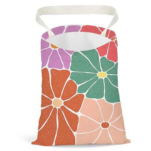 Retro Flower Car Trash Can, Car Trash Bag Hanging, Waterproof Cars Back Seat Hanging Organizer and Storage Trash Bags for Vehicle Travelling Camping