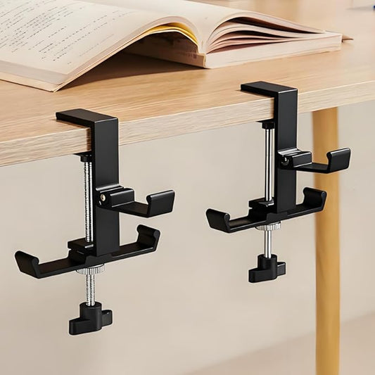 OURASHERO Headphone Stand for Desk Aluminum Alloy Headset Stand with Three Hooks Headphone Holder Clamp Mount for Gaming PC Accessories Universal Space-Saving Under Table Headset Hangers