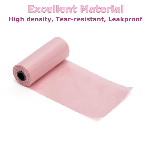 Ginsco 0.8 Gallons Disposable Trash Bags for Mini Car Trash Can, Portable Small Car Garbage Bags, Cars Accessories, Mini Trash Bags, Plastic Trash Bag for Cars/Home/Office (4 Rolls/60 Counts) Pink