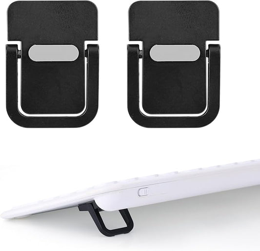 Penitue 2pcs Mini Portable Laptop Stand, Zinc Alloy Foldable Laptop Keyboard Riser Self-Adhesive Kickstand Invisible Computer Notebook Holder Lift for Desk Keyboards Laptops Support