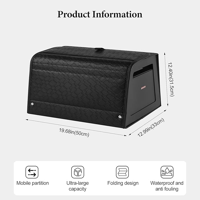 Ergocar Car Trunk Storage Organizer Leather Car Storage Box Clean Tool Accessories Container Folding Magnetic Cover Waterproof Suitable for SUV/Truck/Automotive