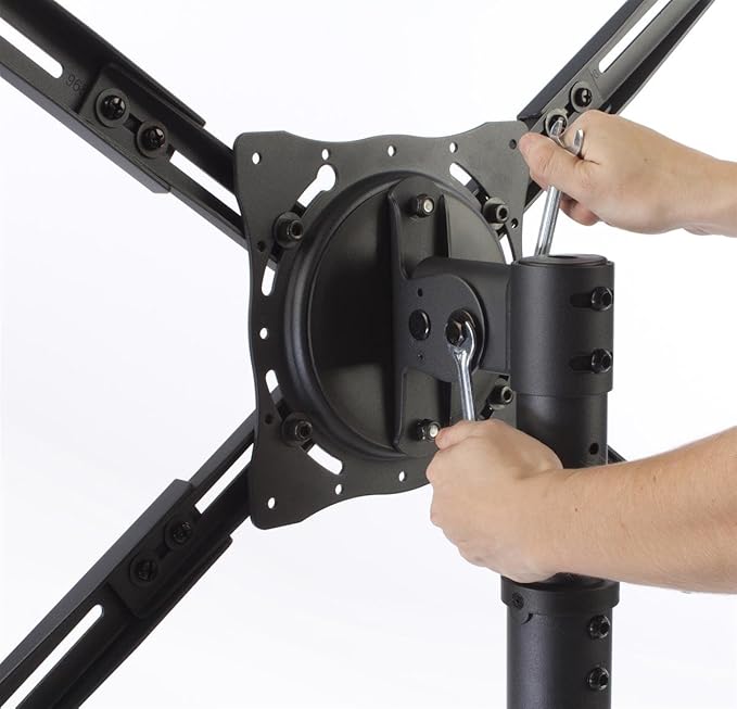 Floor Stand for Flat-Screen Monitor, Black Metal Bracket with Weighted Base, Rolling Wheels, LCD TV Rack for 27 to 60 Inch Screens ??Perfect for Lobbies!