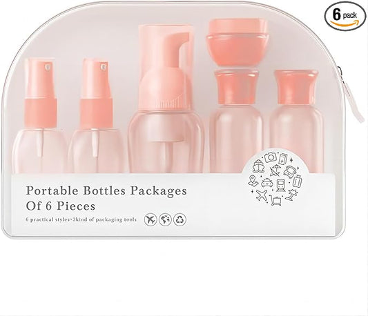 Valentines Day Gifts for Her Travel Size Spray Bottles Travel Bottles TSA Approved Small Travel Containers Leakproof for Shampoo Lotion with Funnel Pipette Spatula Labels (Pink)