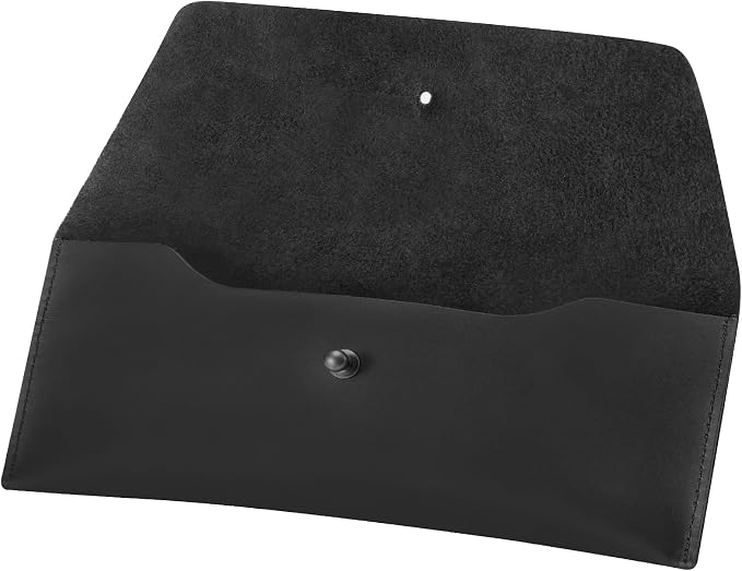 Ringsun Genuine Leather Cash Envelopes, Reusable Budget Envelope, Retro Clutch Wallet, Minimalist Wallet for Men & Women, Black