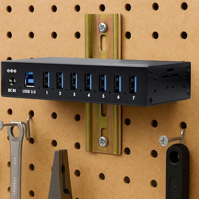 Kingwin 7-Port USB 3.0 Hub Offers 5Gbps speeds, Powered Expansion, and a Durable mountable Aluminum Design. Ideal for PC, Laptop, POS, and Server Racks. Plug & Play.