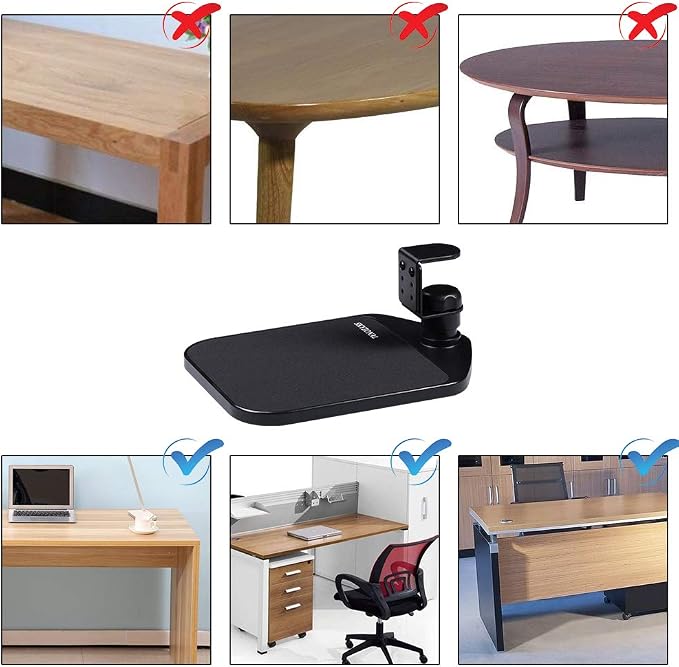 Ergonomic Mouse Platform Under Desk Ergonomic Wrister Mouse Pad (Black)