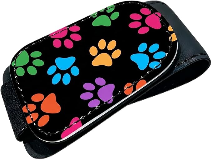 Paw Print Car Sunglasses Holder Magnetic Leather Glasses Clip for Car Sun Visor Cute Dog Paw Cars Accessories Eyeglass Hanger Organizer Universal Visor Clip for Women Men Gifts Pet Love Decor