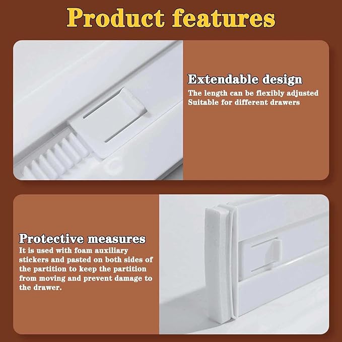 8 Pcs Drawer Dividers for Clothes, 3.15" High 11.34"-19.69" Adjustable Expandable Dresser Drawer Organizer, Clear Plastic Separators for Dresser, Baby Clothing (8, clear)