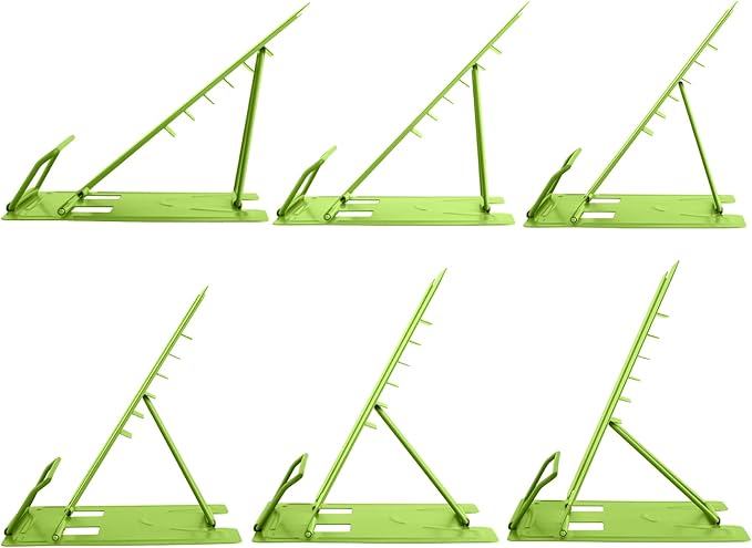 Honagu Metal Desk Book Holder, Hands Free Adjustable Cookbook & Document Holder, Portable Bookstand for Music Books, Textbooks, Recipes, Tablets & iPads (Green)