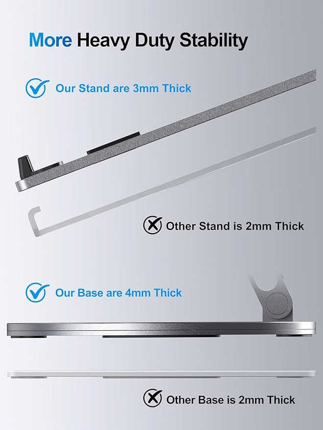YICOSUN Adjustable Laptop Stand for Desk - 360° Rotating Ergonomic Riser with Aluminum Cooling Vents & Sturdy Construction for 10-16 Inch MacBook Pro/Air, Foldable Portable for Office & Home - Gray