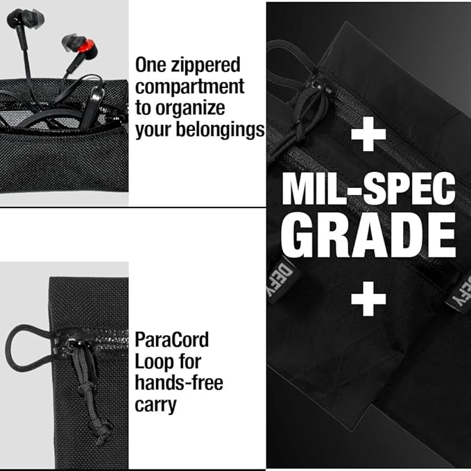 DEFY Project Ballistic Travel Organizer - Lightweight Nylon Accessory Organizer Wallet | Water Resistant Travel Pouch (Small, Black)