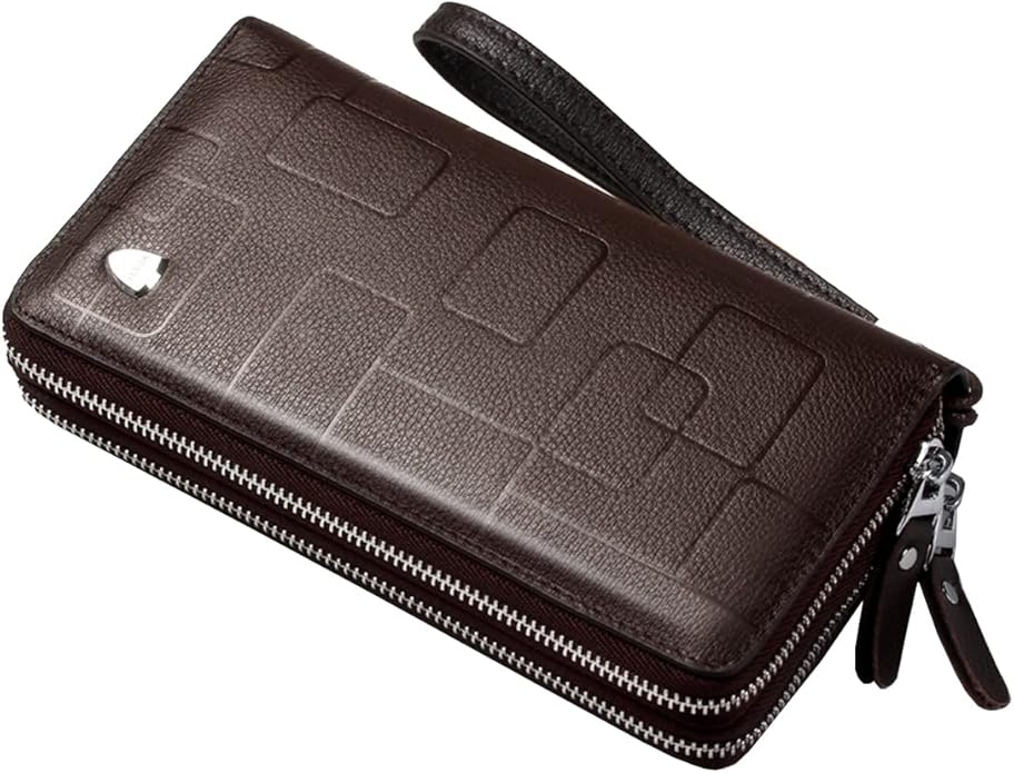 KPYWZER Leather Clutch Purse Wallet Men Wrist Bag