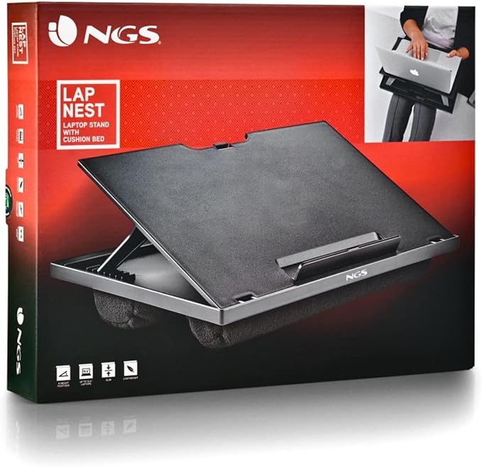 NGS LAPNEST - Multifunctional and Ergonomic Laptop Stand for Laptops up to 15.6 Inches with Padded Base, Adjustable with 8 Levels of Height