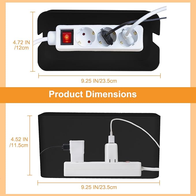 Mini Cable Management Cord Cover Wire Hider Box Concealer Organizer Protector System for Home Theater Entertainment Center Office School (Mini, Black)