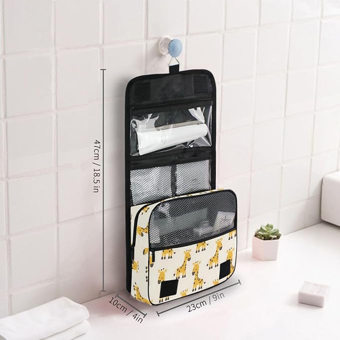 senya Hanging Travel Toiletry Bag Cute Kit Makeup Case Cosmetics Organizer for Men Women (Little Giraffe)