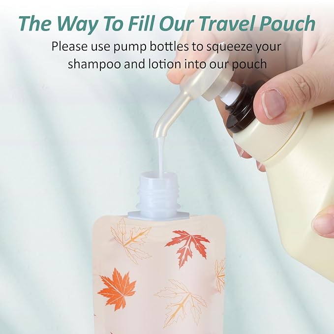 PACKISM 11 Pack Travel Pouches for Toiletries, 3 oz TSA Approved Liquid Containers, Leak Proof Squeeze Bags for Cruise & Camping, Space Saving Refillable Carriers, Active Red Maple Leaf