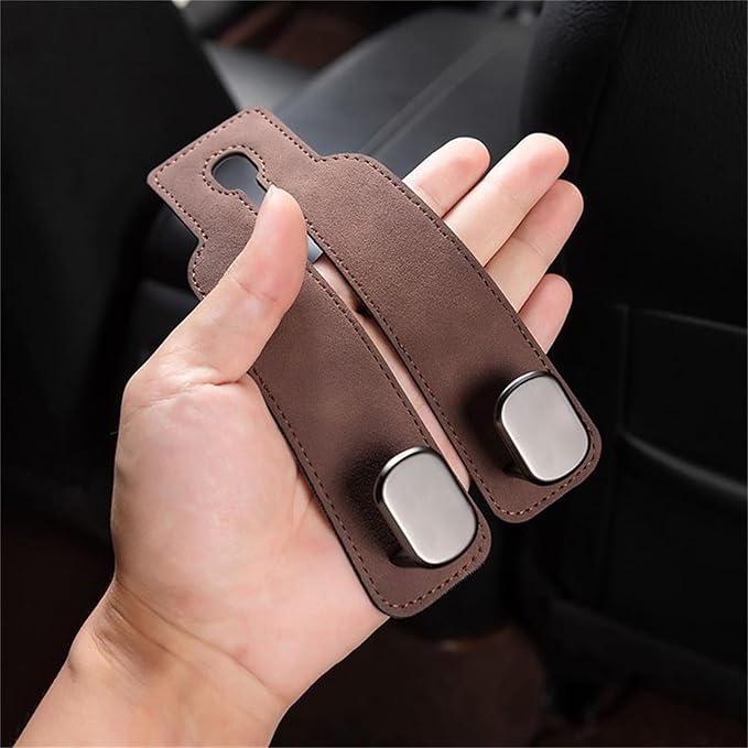 Car Purse Hooks, Car Hooks for Headrest, Leather Metal Car Hangers for Seat Double Hook, Multi-Functional Car Headrest Hook for Purses, Handbags