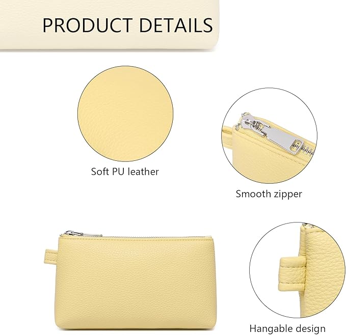 PU Leather Makeup Simple and Convenient Handbag Small Exquisite Storage Bag (PU/Pearl Yellow)