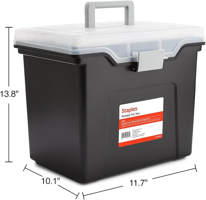 STAPLES File Box File Portable Tote, Letter Size, Black, 2/Pack