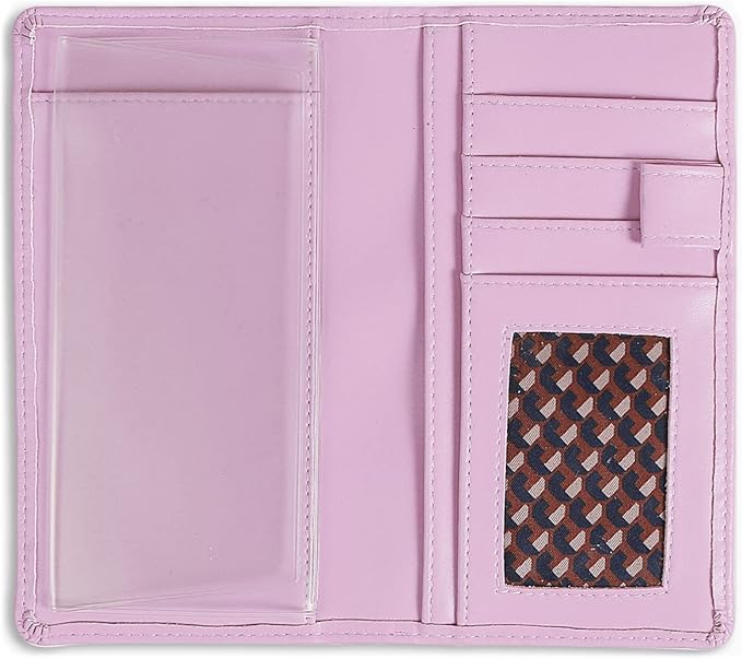 Sanlykate Leather Checkbook Cover for Men and Women, Check Book Case Card Holder with Free Divider, Standard Register Duplicate Checks with pen inserts, Purple