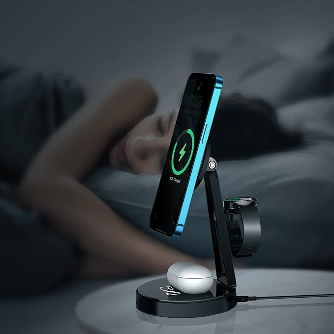 Wireless Charger for Samsung | 3-in-1 Charging Station for Samsung Galaxy S25/S24/S23/S22 & Watch 7/6/5/Buds | MagSafe Charger for iPhone 16/15/14/13/12 | Compatible with Apple AirPods