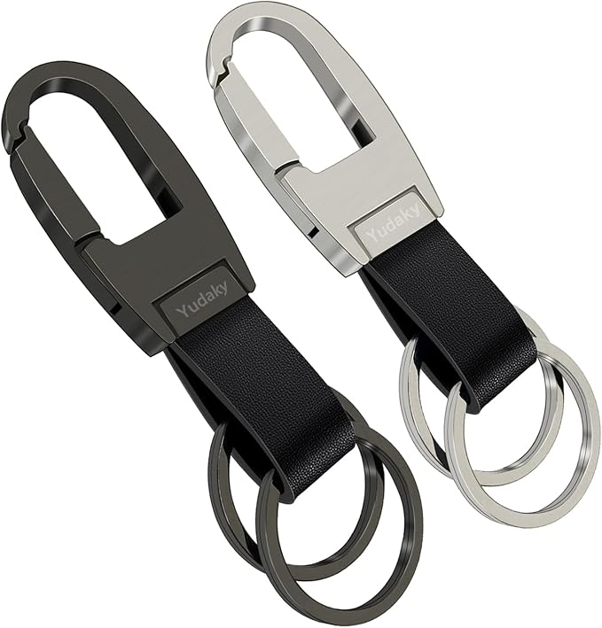 Key Chain Leather Heavy Duty Car Keychain for Men and Women 2 Pack