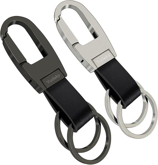 Key Chain Leather Heavy Duty Car Keychain for Men and Women 2 Pack