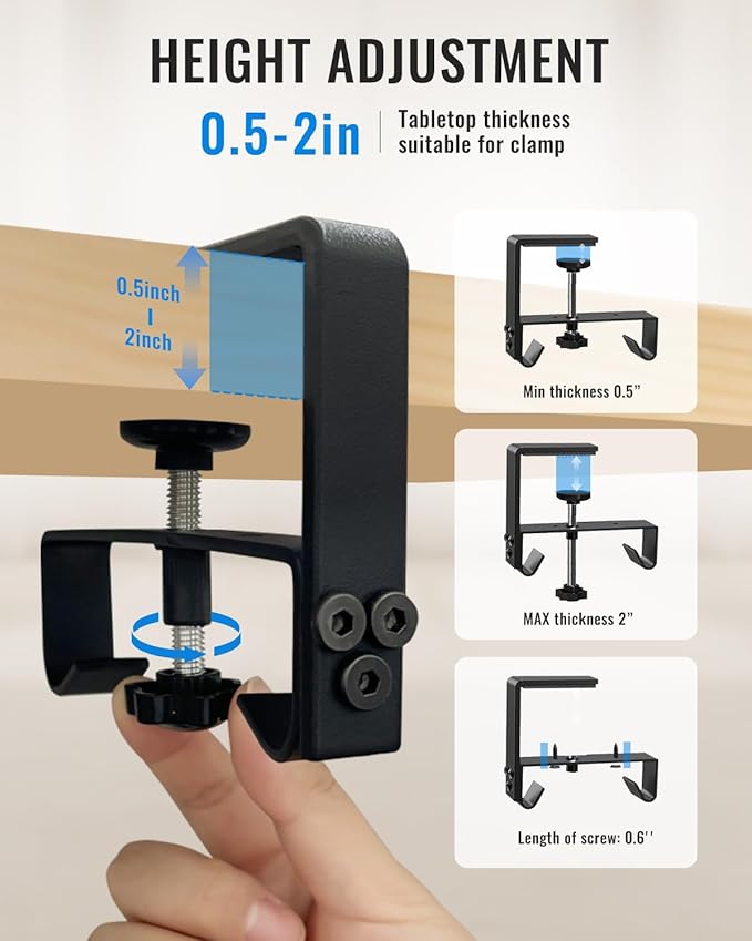 28" No Drill Under Desk Cable Management Tray - Upgraded Oxford Fabric with Cable Loop, No Damage to Table for Standing Desks and Home Office (Regular (28 Inch))