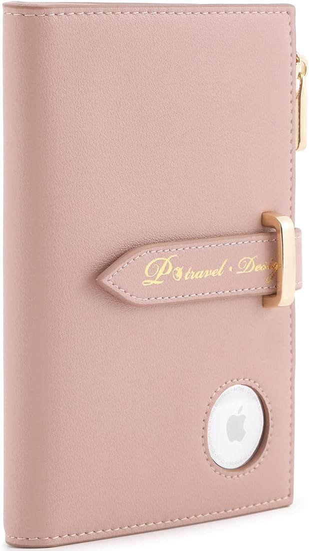 VanFn Airtag Passport Holder, RFID Travel Passport Wallet, Family Passport Holder, Ladies Bifold Air Tag Wallets, Slim Leather Credit Card Wallet For Women, Trip Document Organizer P.Travel Series