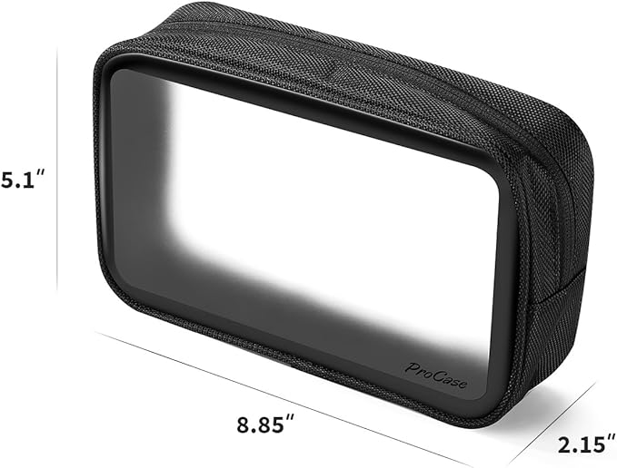 ProCase TSA Approved Travel Toiletry Bag Pouch, Matte Clear Travel Organizer Airport Carry-On Checkpoint Airline Compliant Storage Bag -2 Packs, Black