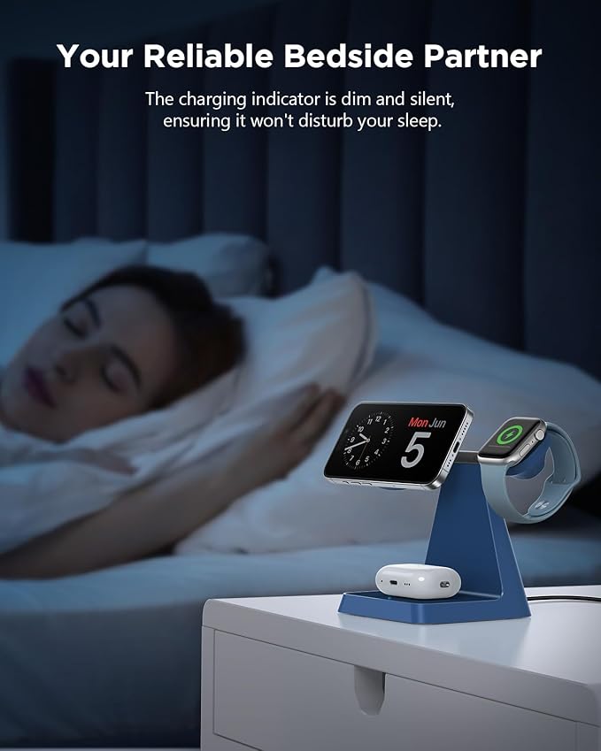 Magnetic Wireless Charger for iPhone - 3 in 1 Charging Station for Multiple Devices Charger Stand for Apple Watch iPhone 16 15 14 13 12 Pro Max