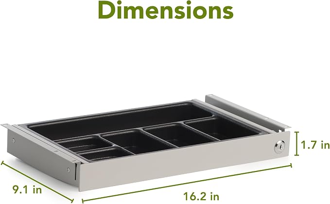 PERFECT POSTURE Max Under Desk Storage Drawer – Large Desk Drawer with Lock for Regular & Sit-Stand Standing Desks, Gray (16.2” x 9.3")