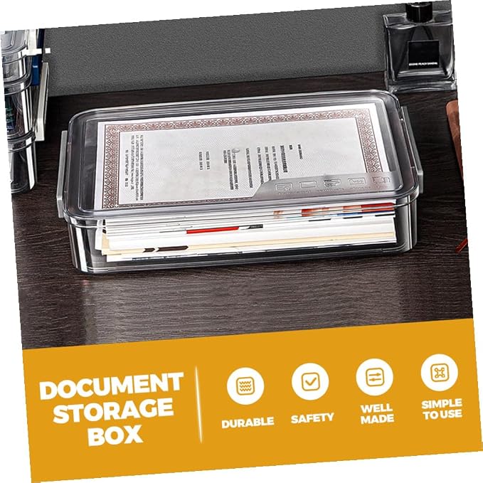 Stackable Small File Storage Box, Document Organizer Tray with Lid for Office and Home Desktop Filing