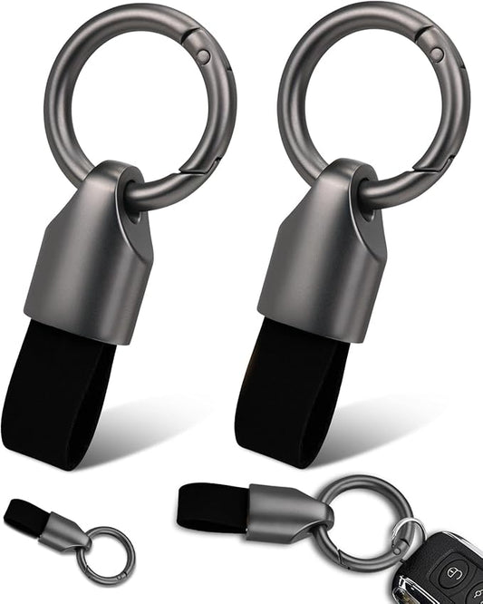 2 Pcs Keyring Keychain for Car Key Fob Holder, Zinc Alloy Buckle Small Leather Key Chain, Key Ring Fob Accessory