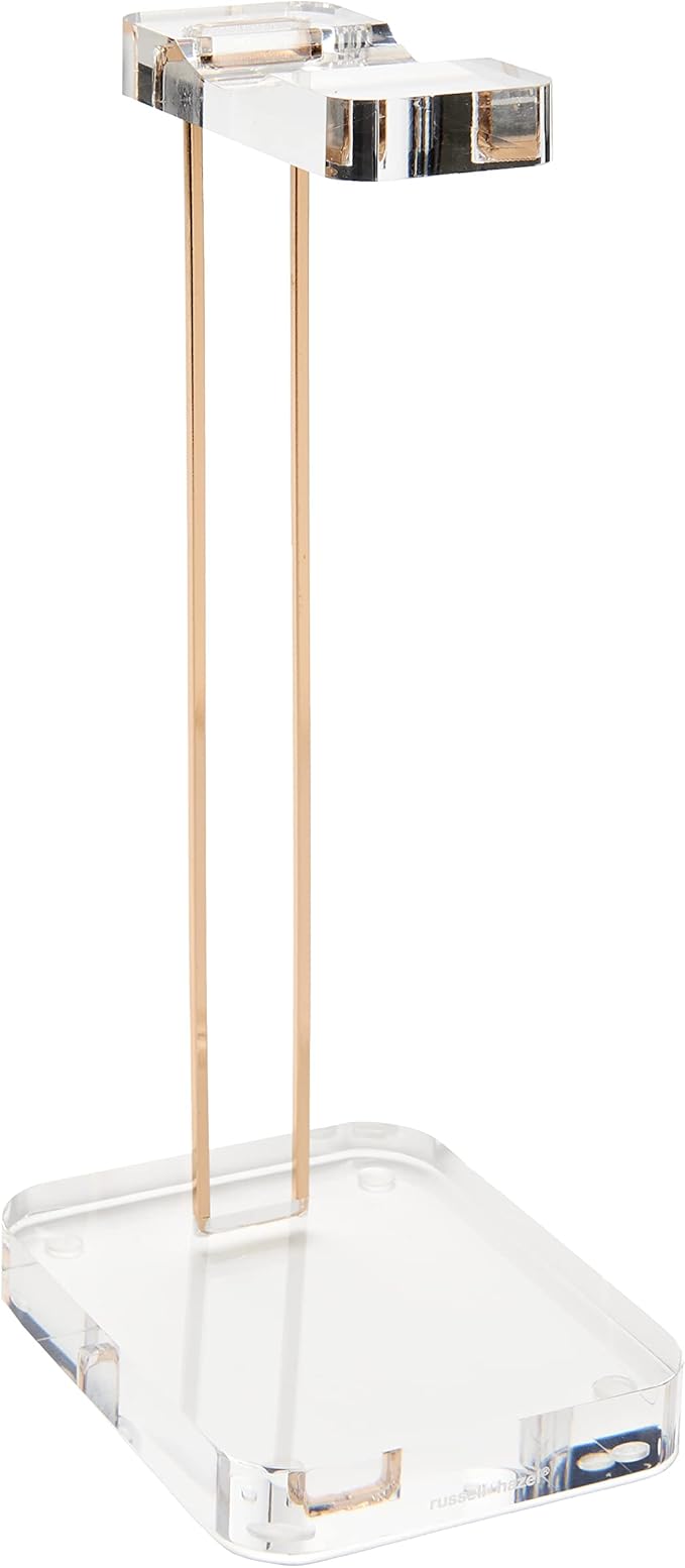 RUSSELL+HAZEL Acrylic Headphones Stand, Headset Holder, Office Accessories, Clear Acrylic with Gold Hardware, 4” x 5” x 10.5” (93922)
