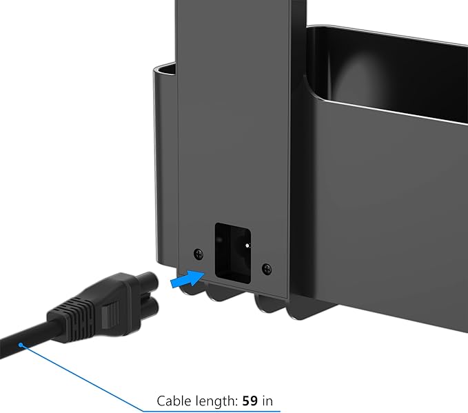 Hiree Under Desk Cable Management Tray with 6 AC Power Outlet and Clamp Mount, No Drill Cord Storage Organizers for Wire Management, Standing Desk, Computer Cord Rack for Office & Home (Black)