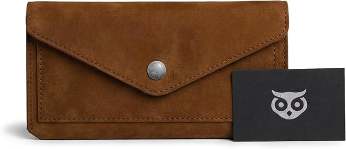 Hide & Drink, Full Grain Leather Large Female Wallet, Travel Organizer for Women, Vintage Money and Card Holder, Handmade, Swayze Suede