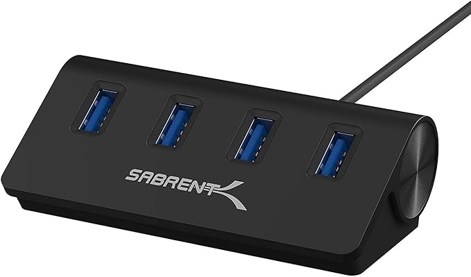 SABRENT 4-Port USB 3.0 Hub Aluminum Portable Data Hub with 2.5ft USB 3.0 Cable for iMac, MacBook, MacBook Pro, MacBook Air, Mac mini, or Any PC [Black] (HB-MC3B)