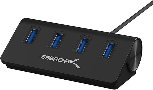 SABRENT 4-Port USB 3.0 Hub Aluminum Portable Data Hub with 2.5ft USB 3.0 Cable for iMac, MacBook, MacBook Pro, MacBook Air, Mac mini, or Any PC [Black] (HB-MC3B)