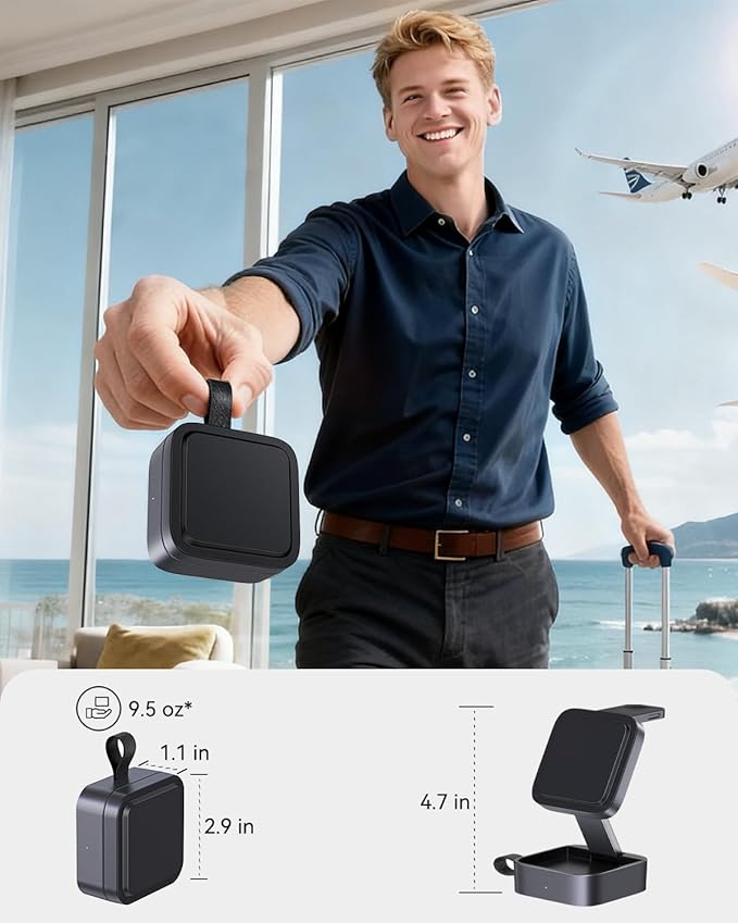 3 in 1 Wireless Charging Station for Apple Devices, Magnetic Foldable Travel Fast Charger Stand Compatible with MagSafe for iPhone Air/17/16/15/14/13/12 Series, Apple Watch & AirPods Pro/4/3/2-Black