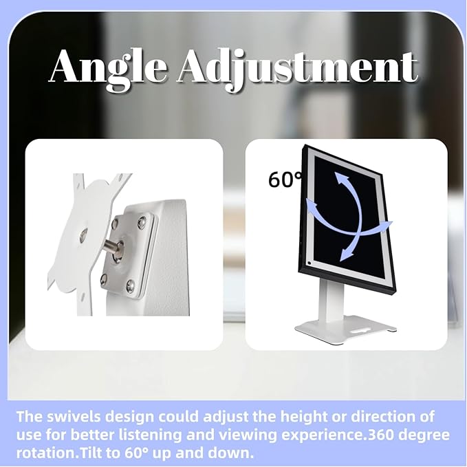 Metal Swivel and Tilt Stand for Echo Show 15 (Gen 1, Gen 2) and Show 21 Adjustable (-58/+58) with 360 Rotatable Wall Mounting Holder for Monitor Full Motion 13-29 inch White