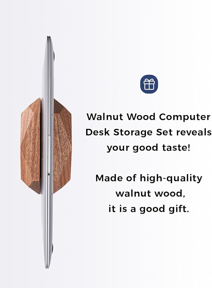Adjustable Vertical Laptop Stand, MacBook Holder with Wood, Wooden Laptop Stand, Vertical Laptop Holder for Desk, Width Adjustable Dock Fits All MacBook/Surface Pro