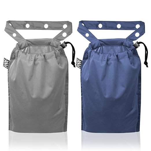 2 Pack Leakproof Car Trash Bags Detachable Waterproof Garbage Bags with Drawstring Hanging Organizer for Back Seat & Travel Grey & Navy